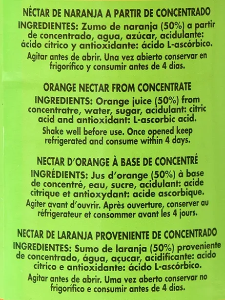 Orange Nectar 1L Bottle