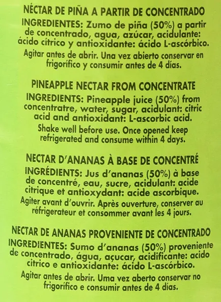 Néctar de Piña Botella 1L
