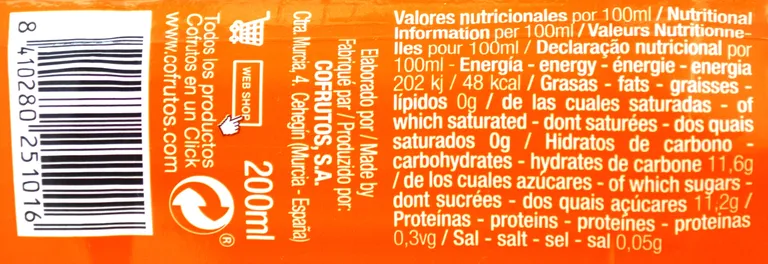 Néctar de Naranja Botellín 200ML
