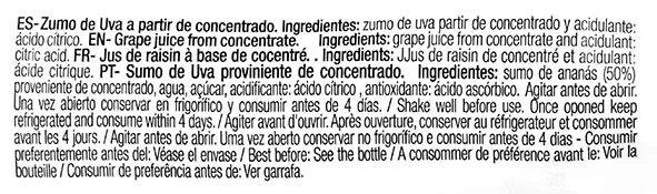Zumo de Uva - Mosto 100% Botellín 200ML