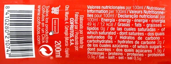 Jus de Tomate 100% Petite bouteille 200ML