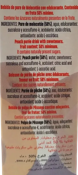 No Added Sugar Peach Juice Drink