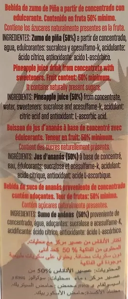 No Added Sugar Pineapple Juice Drink